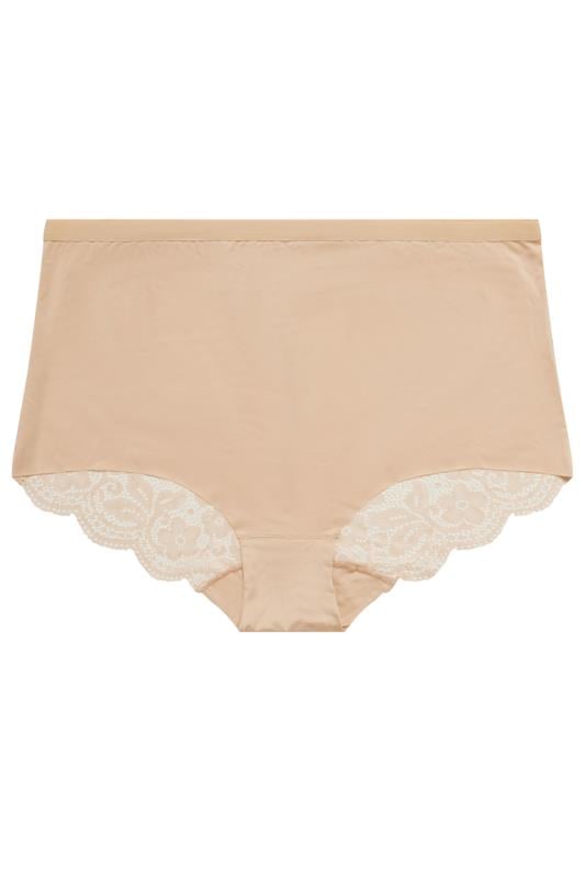 YOURS Plus Size 3 PACK Nude Lace Trim Briefs | Yours Clothing  6