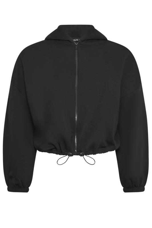 LIMITED COLLECTION Plus Size Black Cropped Zip Through Hoodie | Yours Clothing 6