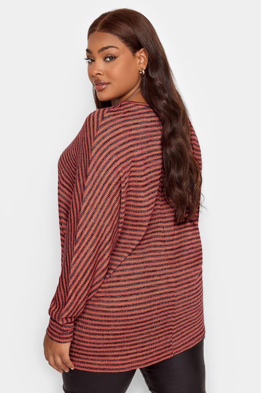 YOURS LUXURY Plus Size Orange Stripe Print Batwing Sleeve Tunic Top | Yours Clothing 4