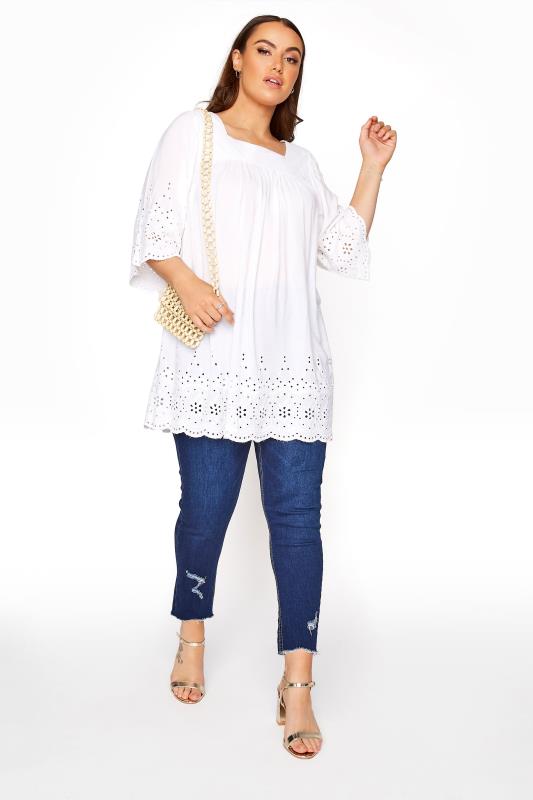 Curve White Broderie Anglaise Milkmaid Top 2