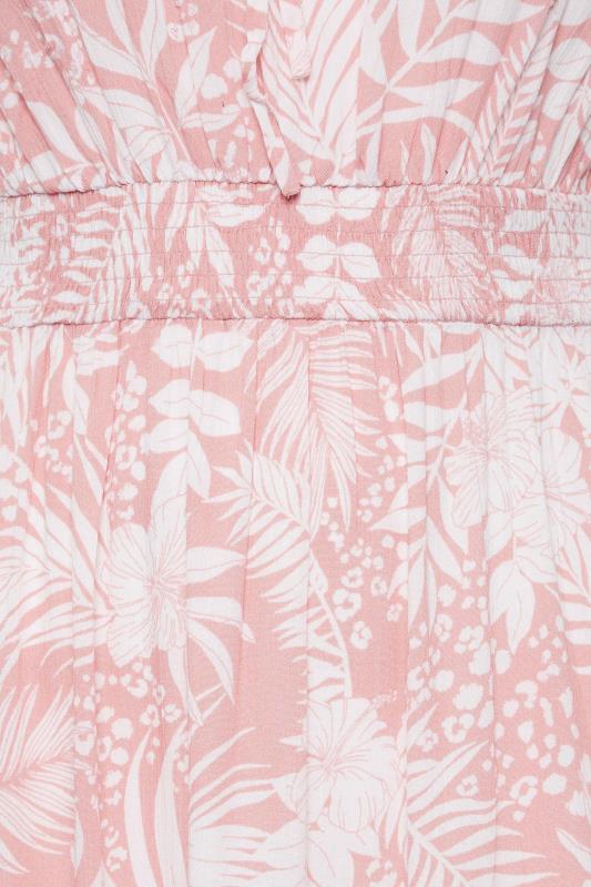 YOURS Plus Size Pink Tropical Print Bardot Maxi Dress | Yours Clothing 5