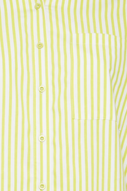 YOURS Plus Size Lime Green Stripe Poplin Oversized Shirt| Yours Clothing 5