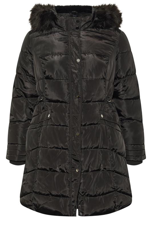Plus Size Black Panelled Puffer Midi Coat | Yours Clothing 7