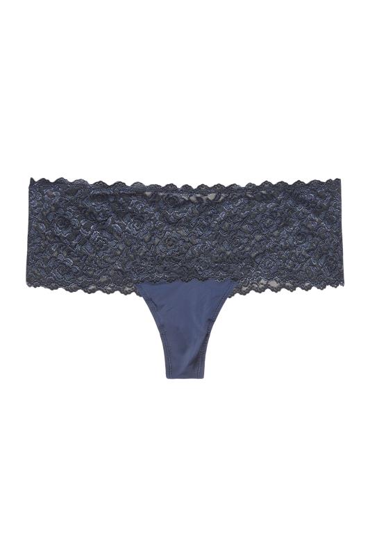 3 PACK Curve Navy Blue & Pink Lace Low Rise Brazilian Knickers 5