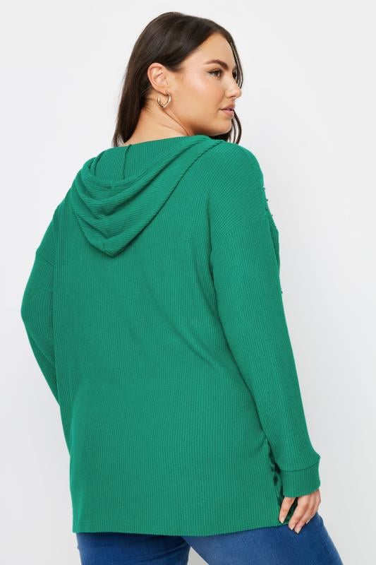 YOURS Plus Size Green Leopard Print Embellished Hoodie | Yours Clothing 3