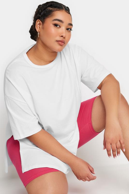 YOURS Plus Size White Split Hem Oversized T-Shirt | Yours Clothing 4