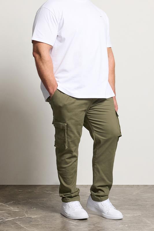 BadRhino Khaki Green Stretch Cargo Trousers | BadRhino 1