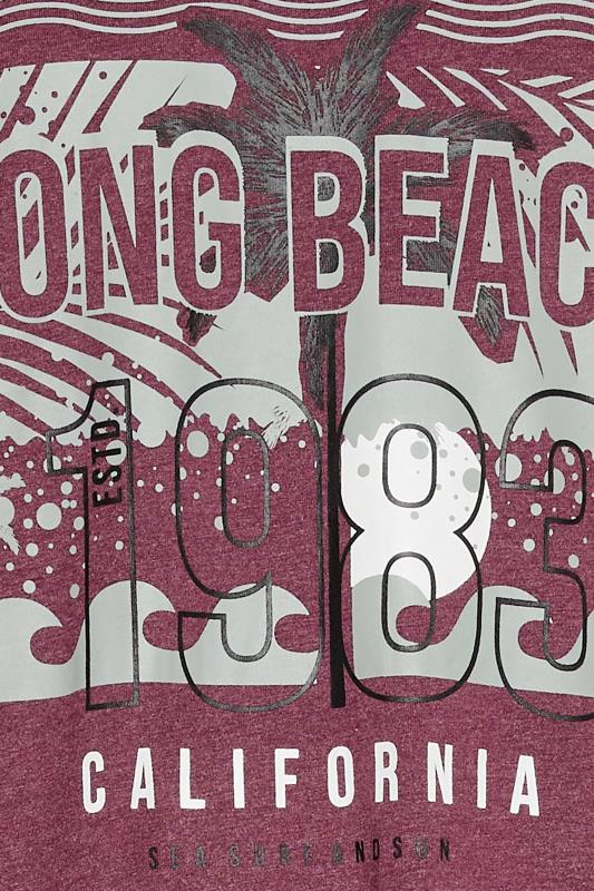 KAM Big & Tall Red Marl 'Long Beach' T-Shirt | BadRhino 4
