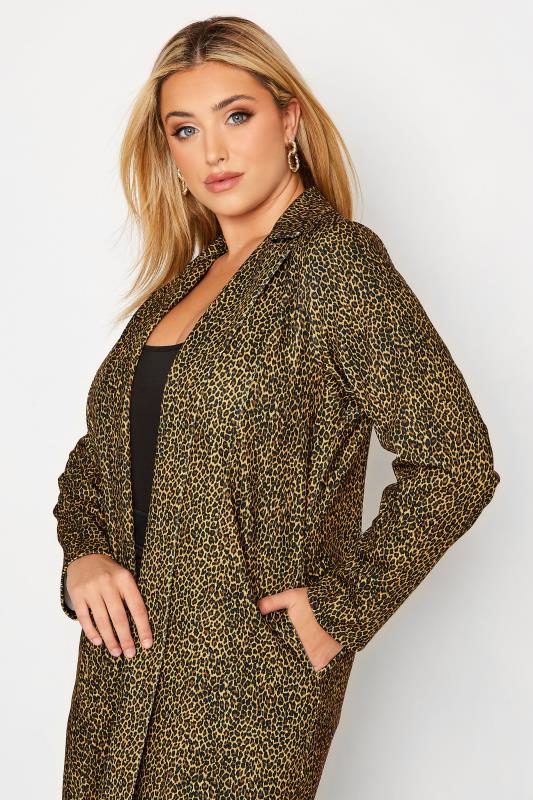 Curve Black & Yellow Leopard Print Blazer | Yours Clothing 4