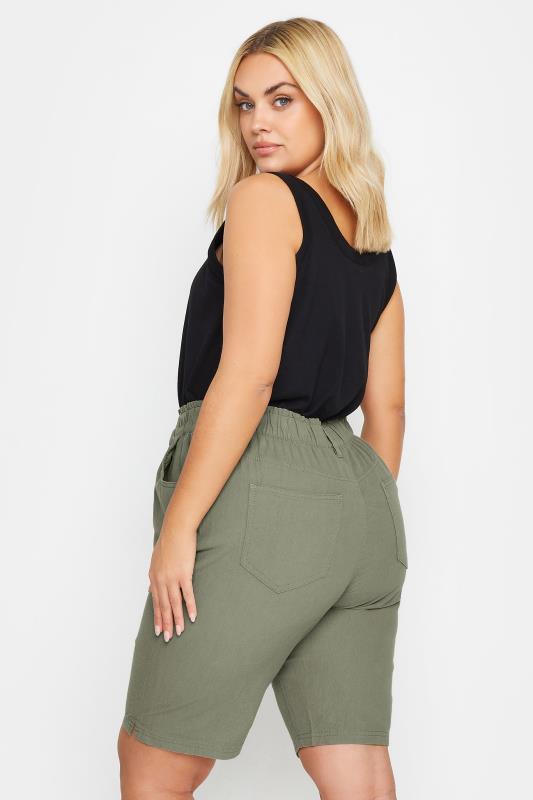 YOURS Plus Size Green Khaki Cool Cotton Shorts | Yours Clothing 3