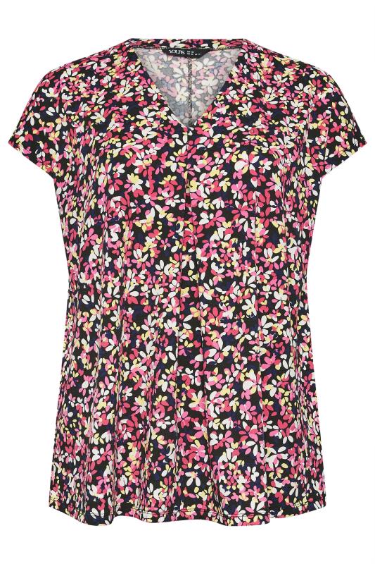 YOURS Plus Size Pink Floral Print Pleat Front Blouse | Yours Clothing 5