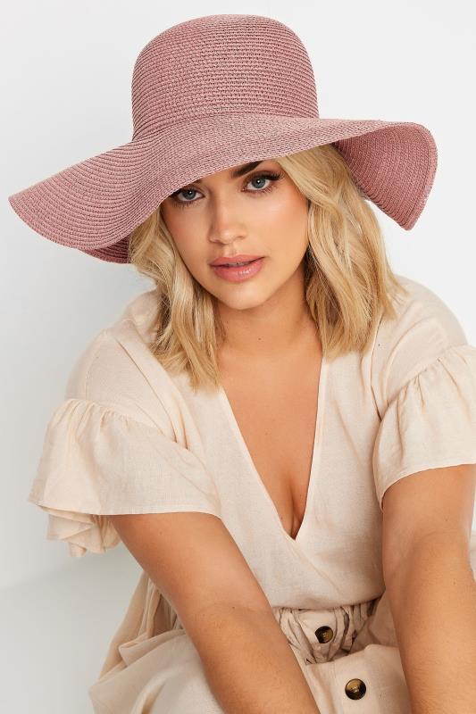 Pink Wide Brim Straw Hat | Yours Clothing 1