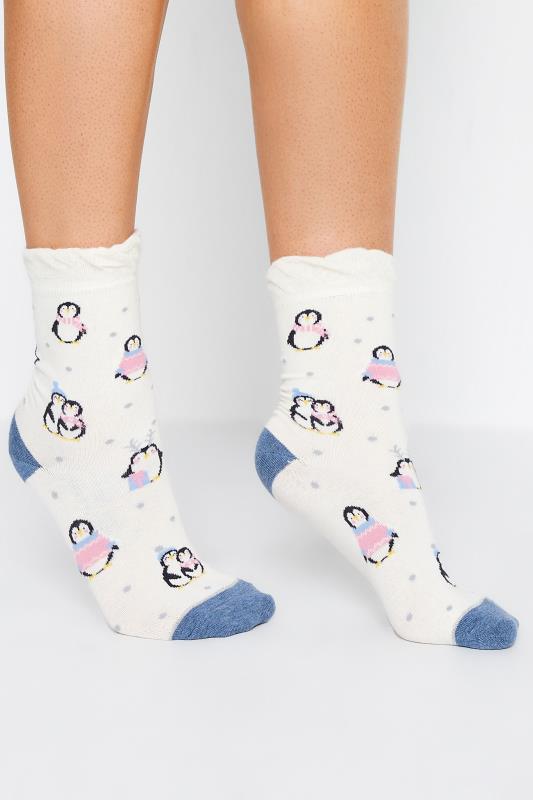 5 PACK Grey Christmas Penguin Ankle Socks | Yours Clothing 2