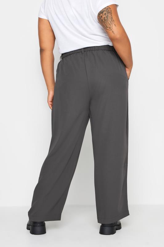 YOURS Plus Size Grey Wide Leg Dad Trousers | Yours Clothing 4