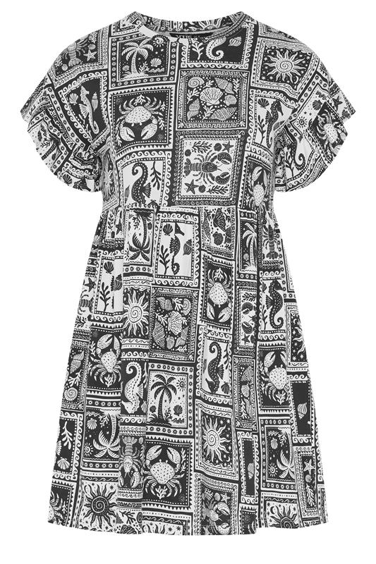 YOURS Plus Size Black Mixed Shell Tunic Dress | Yours Clothing 5