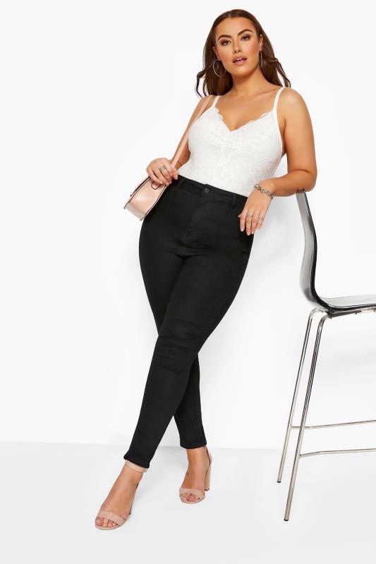 Plus Size Black Skinny Stretch AVA Jeans | Yours Clothing 2