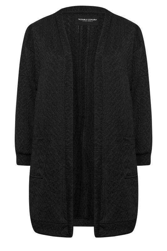 YOURS LUXURY Plus Size Black Soft Touch Cable Knit Cardigan | Yours Clothing 7