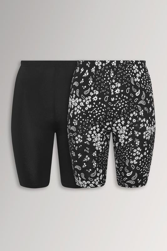  YOURSET 2 PACK Curve Black Paisley Print Cycling Shorts