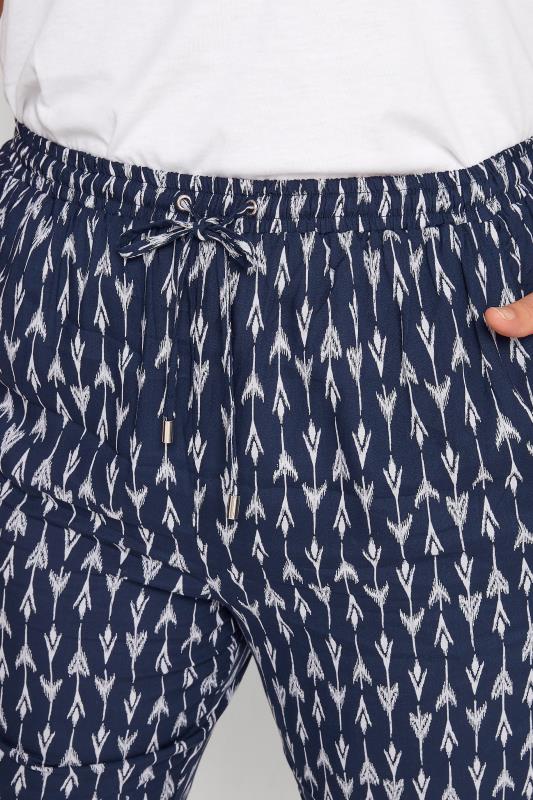 Plus Size Navy Blue Arrow Print Print Cropped Joggers | Yours Clothing  3