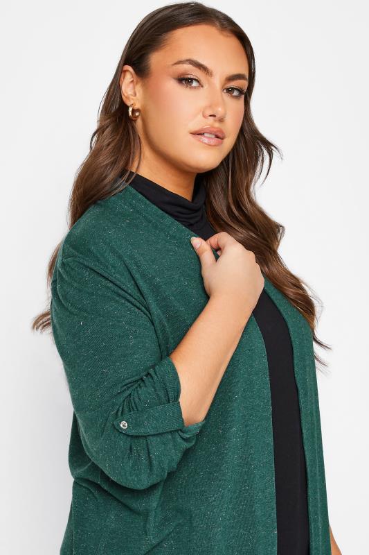 YOURS LUXURY Plus Size Teal Green Metallic Cardigan | Yours Clothing 1