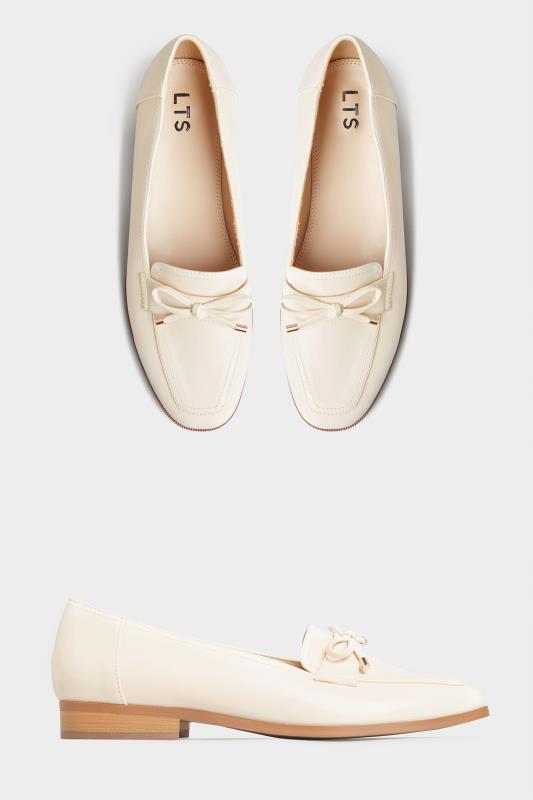 LTS White Bow Trim Loafers In Standard D Fit 2