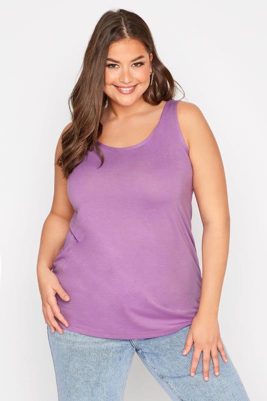 Plus Size Purple Vest Top | Yours Clothing  1