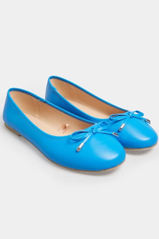 Blue Ballerina Pumps In Wide E Fit & Extra Wide EEE Fit | Yours Clothing 2