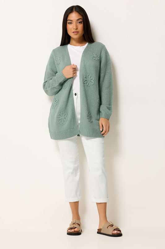 M&Co Petite Sage Green Floral Embroidered Cardigan | M&Co 1