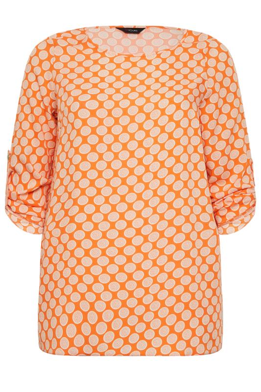 YOURS Plus Size Orange Abstract Spot Print Blouse | Yours Clothing  6