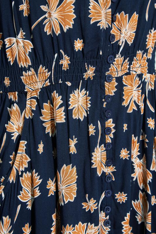 LTS Tall Women's Navy Blue Floral Button Maxi Dress | Long Tall Sally 5