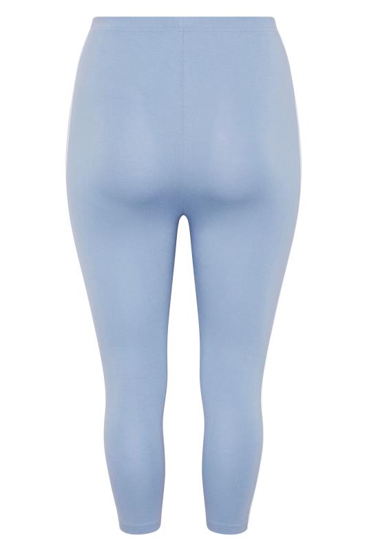 Plus Size Light Blue Double Side Stripe Stretch Cropped Leggings | Yours Clothing 6