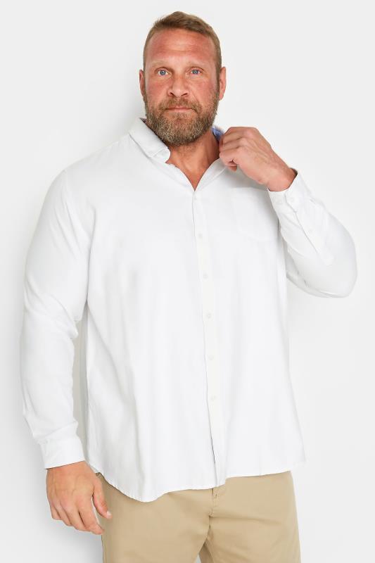 D555 Big & Tall White Long Sleeve Oxford Shirt | BadRhino 1