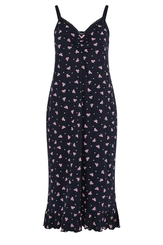 YOURS Plus Size Black Bow Print Midaxi Chemise Nightdress | Yours Clothing  5