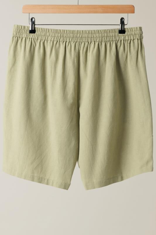 EVANS Plus Size Khaki Green Linen Shorts | Evans 6