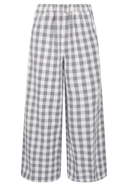 PixieGirl Petite Women's Grey Gingham Wide Leg Trousers | PixieGirl 5