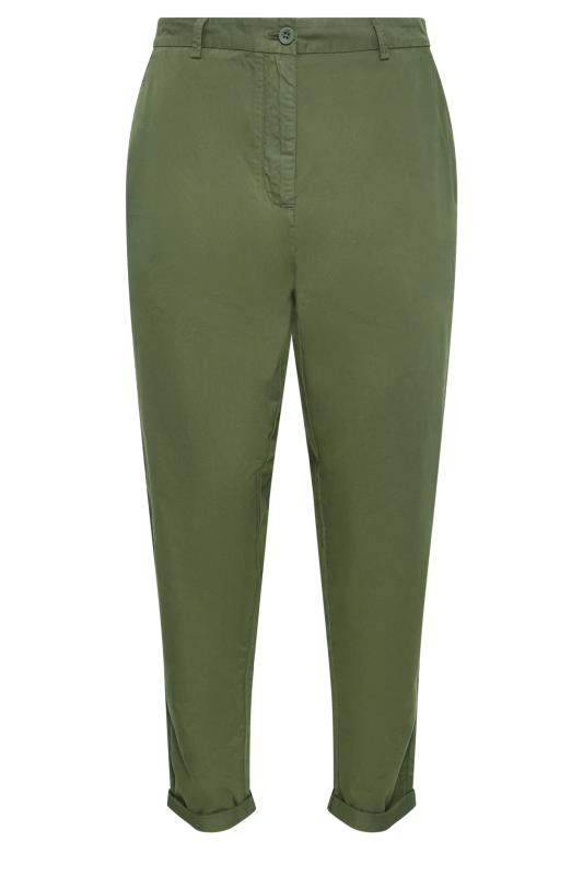 YOURS Plus Size Khaki Green Straight Leg Chino Trousers | Yours Clothing  6