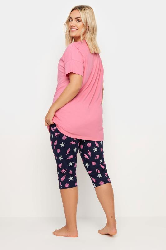 YOURS Plus Size Pink 'Sea You In My Dreams' Pyjama Set | Yours Clothing 3