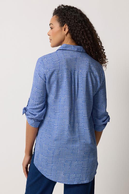 M&Co Blue Dot Print Tab Sleeve Shirt 2