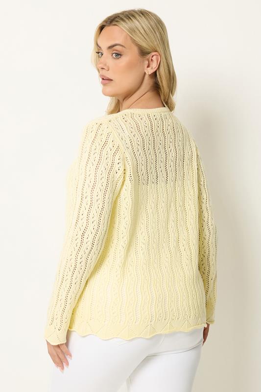 YOURS Plus Size Lemon Yellow Crochet Cardigan | Yours Clothing 4