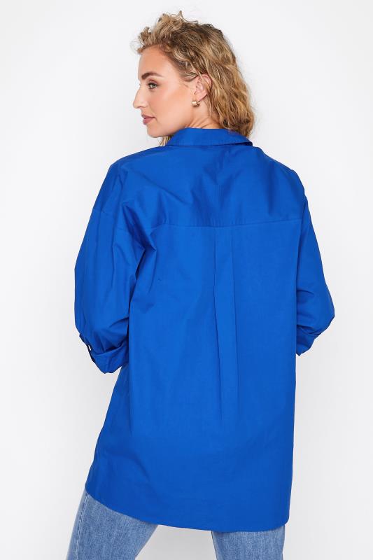 LTS Tall Women's Cobalt Blue Oversized Cotton Shirt | Long Tall Sally 4