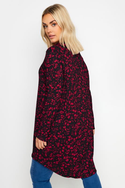 YOURS Plus Size Red Floral Print Textured Shirt | Yours Clothing 5