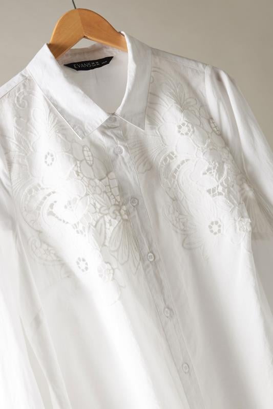 EVANS Plus Size White Embroidered Floral Shirt | Evans 7