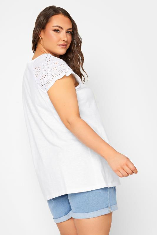 YOURS Plus Size White Crochet Lace Top | Yours Clothing 3
