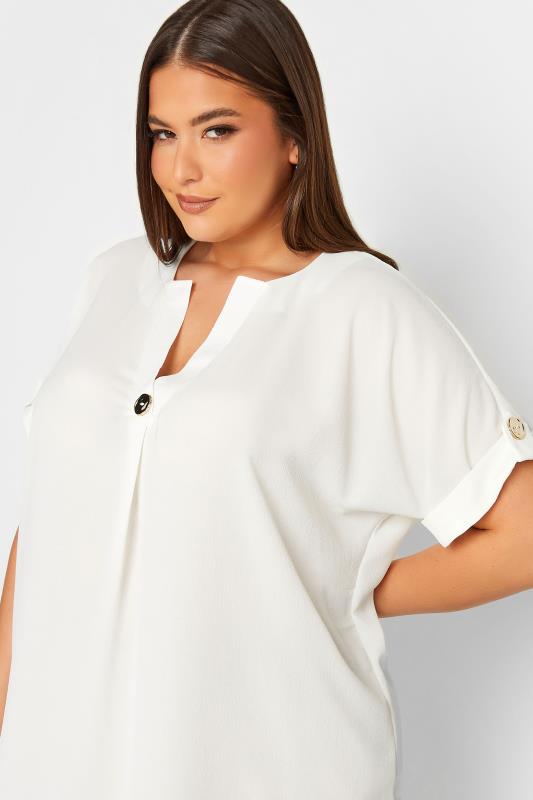 YOURS Curve Plus Size White Button Front Blouse | Yours Clothing  5