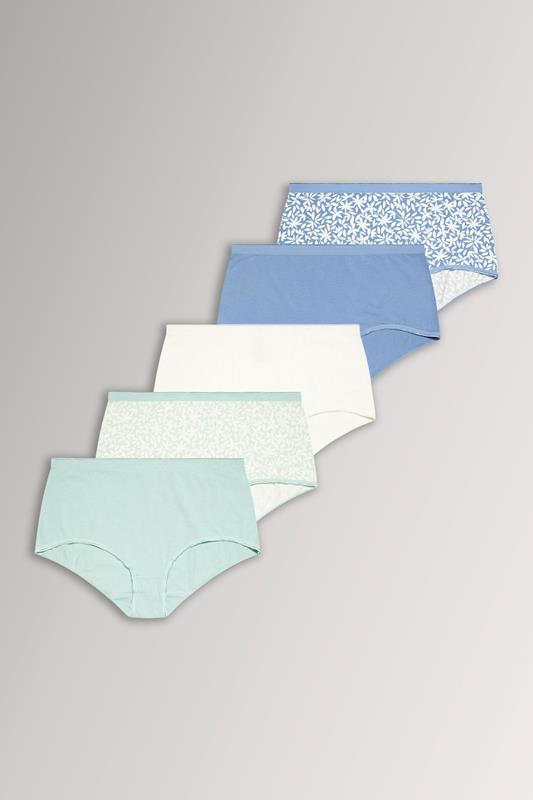 YOURSET 5 PACK Curve Blue Leaf Print Full Briefs