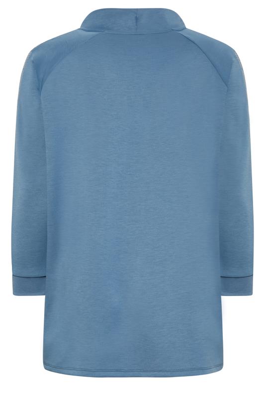 Curve Blue Diamante Sleeve Raglan Sweatshirt | Yours Clothing 7
