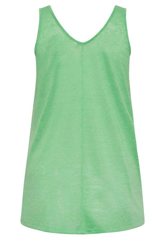 YOURS Plus Size Green Linen Look Vest Top | Yours Clothing 6