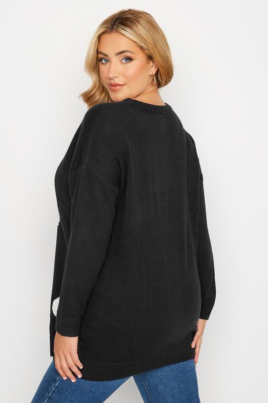 Plus Size Black Flower Jacquard Knitted Jumper | Yours Clothing 4