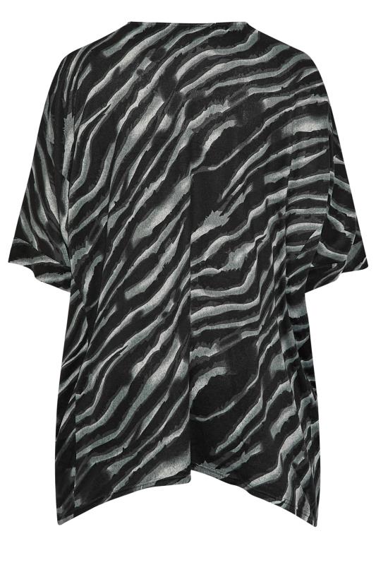 Plus Size Black & Grey Zebra Print Hanky Hem Top | Yours Clothing 7