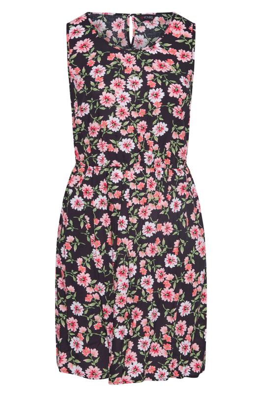 Curve Black Floral Sleeveless Midi Dress | Yours Clothing 6